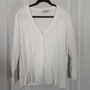 Loft White Button-Up Cardigan